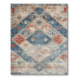 Blue Distressed Vintage Diamond Area Rug