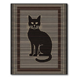 Grey Black Cat Silhouette Area Rug