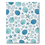 Whimsical Blue Seashell Starfish Coastal Rug