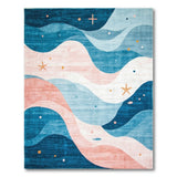 Coastal Waves Abstract Area Rug with Starfish