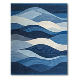 Blue and Teal Blue Wave Coastal Area Rug