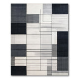 Abstract Black White Geometric Black and White Area Rug