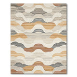 Layered Wave Abstract Beige Area Rug