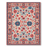 Persian Floral Area Rug in Vibrant Red Blue
