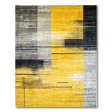 Modern Geometric Grey Yellow Abstract Area Rug
