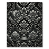 Ornate Silver Floral Damask Area Rug