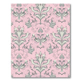 Elegant Pink Grey Damask Floral Area Rug