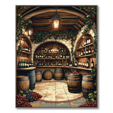 ODIKA Rustic Wine Cellar Illustration Washable Low Pile Area Rug