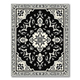Elegant Black White Persian Medallion Traditional Persian Area Rug
