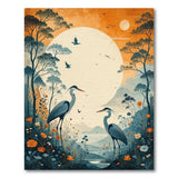 ODIKA Japanese Heron Nature Art Washable Area Rug - Low Pile & Non-Slip