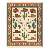 Southwestern Longhorn Skull Cowboy Hat Area Rug