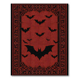Red Persian Rug with Black Bat Silhouettes
