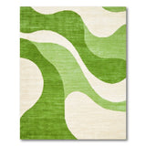 Green Wavy Green Abstract Area Rug