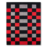 Bold Red Black Gray Geometric Block Rug