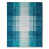 Teal Blue Geometric Plaid Area Rug