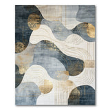 Abstract Blue Gold Wave Modern Area Rug
