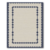 Navy Scalloped Bead Border Beige Area Rug