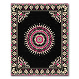Pink Mandala on Black Persian Area Rug