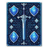 Blue Sword and Shields Geometric Area Rug