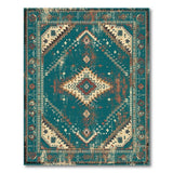 Distressed Teal Tribal Area Rug