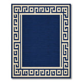 Navy Blue Greek Key Border Area Rug