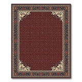 Red Traditional Persian Area Rug with Navy Borders