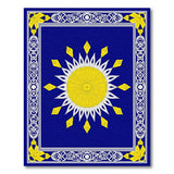 Navy Blue Sunburst Area Rug with Ornate Borders