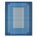 Navy Blue Geometric Grid Frame Area Rug