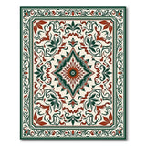 Elegant Green Red Persian Floral Area Rug
