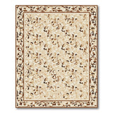 Beige Floral Vine Area Rug with Ornate Border