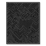 Intricate Black White Maze Labyrinth Geometric Modern Area Rug