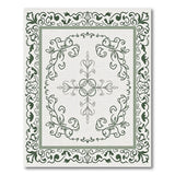 Ornate Green Floral Scroll Area Rug