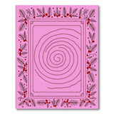 Pink Holly Berry Spiral Maze Area Rug