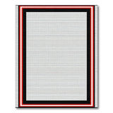 Bold Black White Geometric Area Rug with Red Border