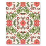 ODIKA Washable Art Nouveau Floral Area Rug - Vintage Red & Sage Green Low Pile Non-Slip Carpet