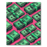 ODIKA Money Stacks Pop Art Washable Area Rug - Urban Streetwear Green & Pink Low Pile Decor