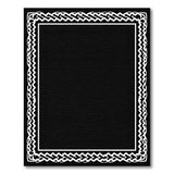 Black Area Rug with Intricate White Knot Border
