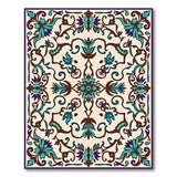Teal Purple Floral Persian Medallion Rug