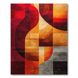 Abstract Geometric Red Orange Area Rug