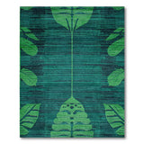Teal Green Geometric Leaf Area Rug