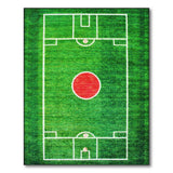Green Soccer Field Area Rug with Red Center