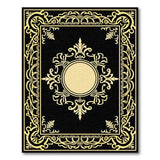 Gold and Silver Traditional Persian Ornate Gold Border Black Area Rug