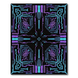 Neon Cyber Circuit Geometric Area Rug