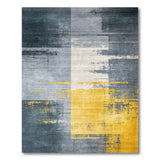Distressed Abstract Grey Yellow Block Area Rug