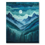 Moonlit Mountains Blue Teal Geometric Area Rug