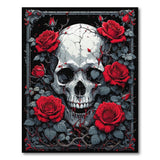 ODIKA Gothic Skull and Red Roses Washable Area Rug - Non-Slip Low-Pile Home Decor