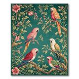 Teal Parrot Hibiscus Floral Area Rug