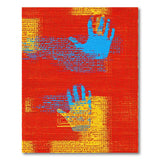 Bold Red Abstract Handprint Area Rug