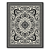 Intricate Black White Persian Mandala Area Rug
