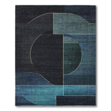 Geometric Blue Teal Abstract Area Rug